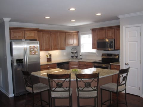Fully stocked kitchen.  All granite and stainless steel appliances