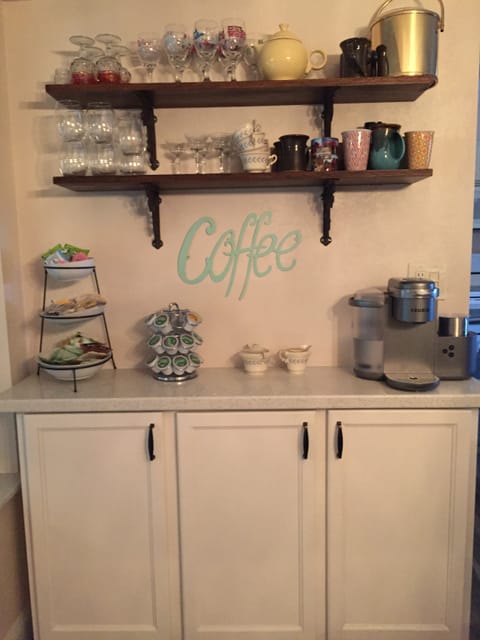 Coffee bar with a Keurig cappuccino/ latte maker