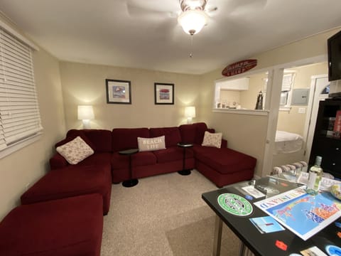 Living Room with full size sofa pull out and 2 chaise lounges