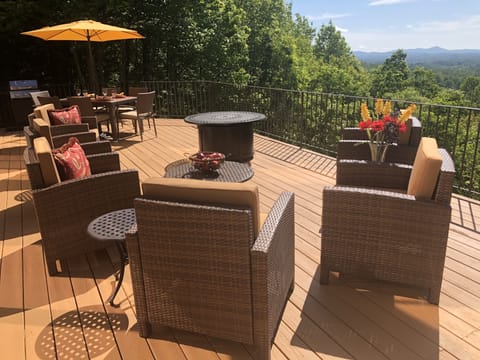 INCREDIBLE VIEW from expansive deck with  all weather wicker furniture