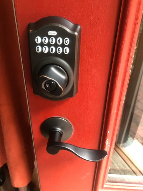 Coded keypad, so no keys to keep up with during your stay. 
