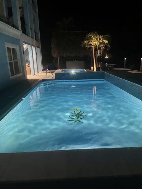 Our pool at night.