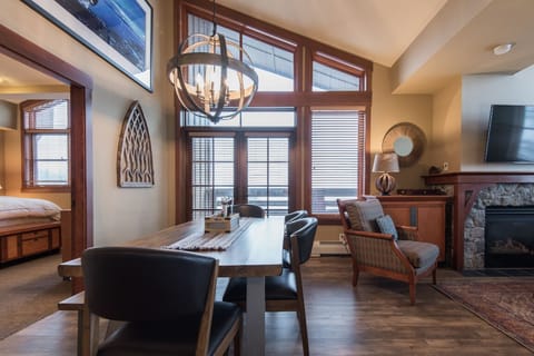 Vaulted ceilings and french doors for panoramic mountain views.