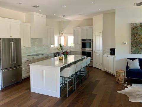 Newly remodeled kitchen with double ovens, warming drawer and Keurig coffee bar