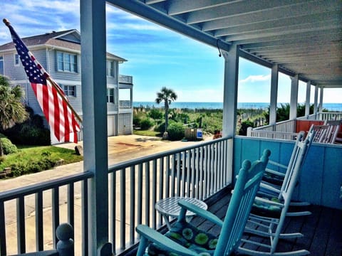 Ocean view from porch rocking chairs.
