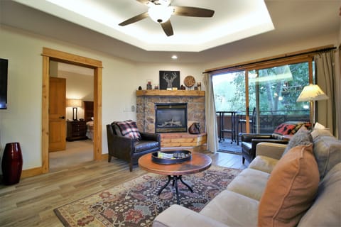 Ceiling fans in the living room and master bedroom
