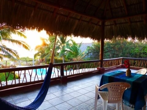 View from upper balcony overlooking the pool and ocean-great for whale watching.