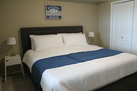2 bedrooms, memory foam beds, iron/ironing board, travel crib