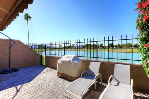 Back Patio with Views of Camelback Mountain ,Camelback walk Lake and McCormick Ranch Golf Course.