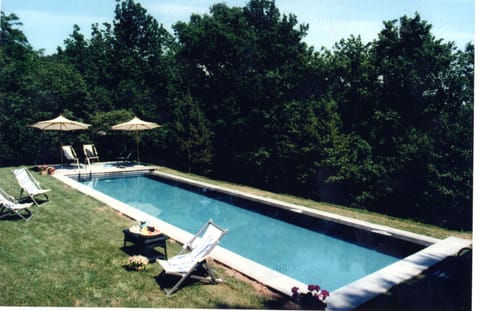 Pool area, which sits at the bottom of the olive grove.