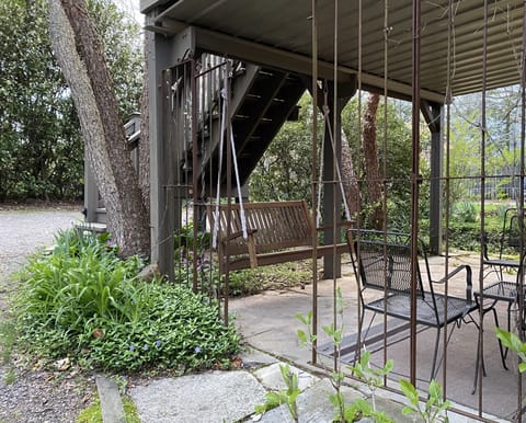 covered patio off lower BR, under deck