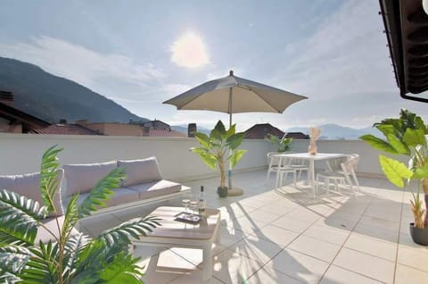 Terrace with partial lake view