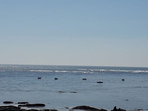 On the beach, sun loungers