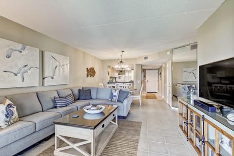 Living Area Featuring Spectacular Views of Amelia's Islands Sandy Shoreline- Flat Screen TV and Sleeper Sofa