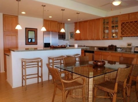 Large kitchen and dining area together