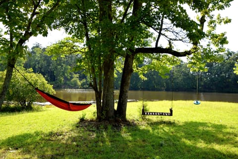 Peaceful hammock and swing right by the lake, perfect for the kids