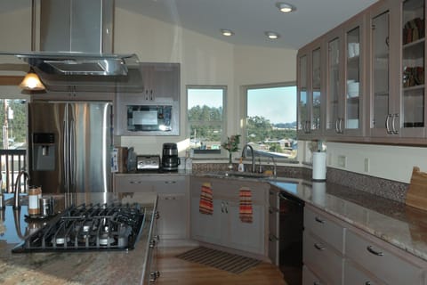 Gas 5 burner cooktop, double oven, large fridge with two icemakers, large sink plus extra prep sink, quiet Bosch dishwasher, BBQ on morning deck, and the list goes on....