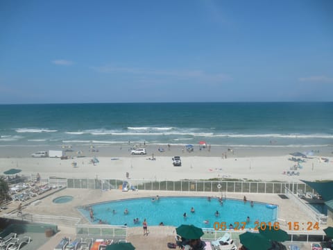 On the beach, sun loungers, beach towels