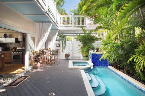 Private pool with sitting pool and outdoor seating!