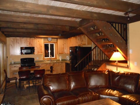 Living room into kitchen.
