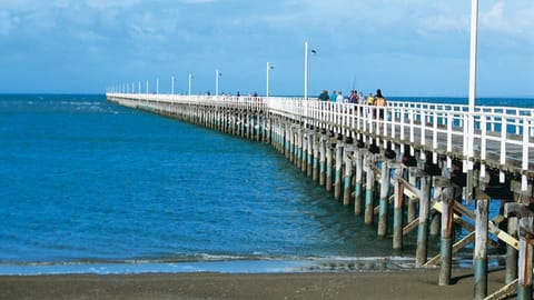 On the beach, sun loungers, beach towels