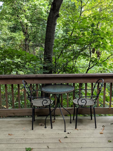 Private deck, summer view, for coffee or wine.