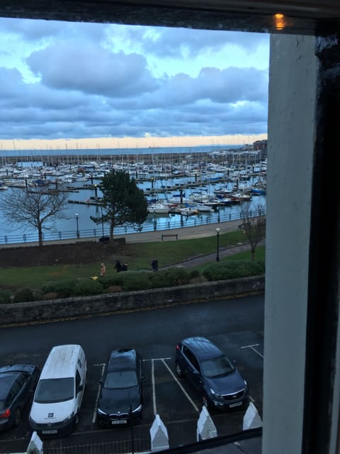View from one of the front bedrooms of the Marina on a winter’s day