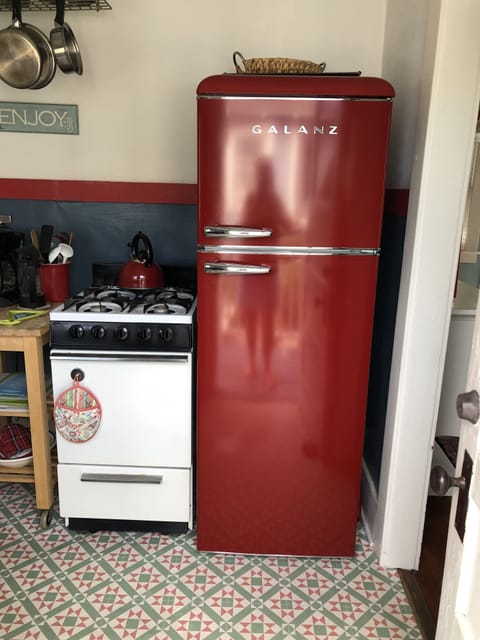 Fridge, oven, stovetop, coffee/tea maker