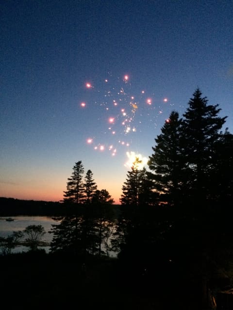 Fourth of July fireworks over Bass Harbor.