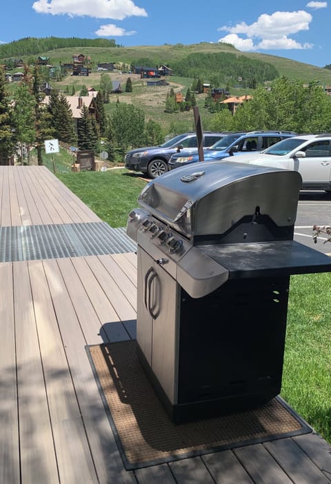 Gas grills available on outdoor deck area