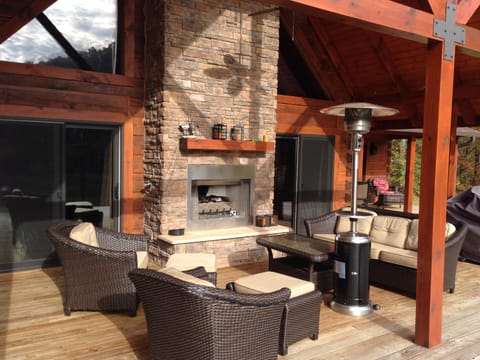 Fireside Covered Deck with fireplace
