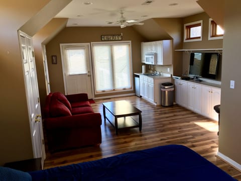 separate apartment with queen bed and queen pull out sofa bed