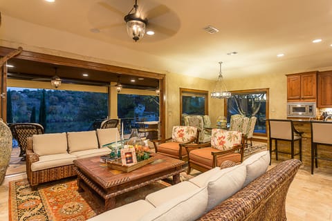 Living space with view of the lake