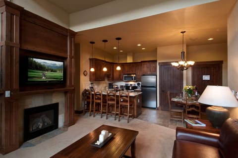 Kitchen and living area.