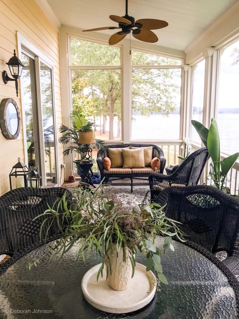 Southern porch living at it's best with on the water views. 