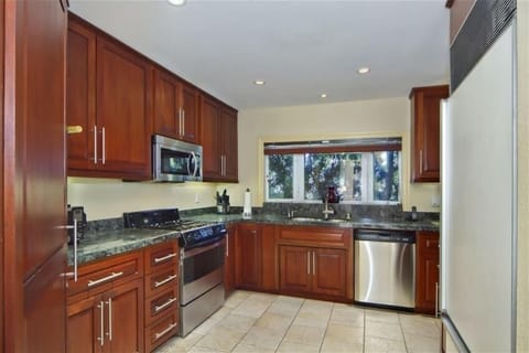 Fully stocked kitchen.