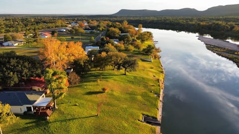 Near the sandy peninsula is where the water deepens to the vast Lake LBJ!