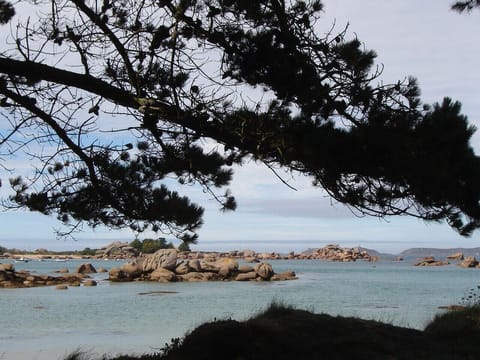 On the beach, sun loungers