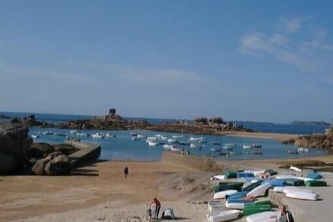 On the beach, sun loungers