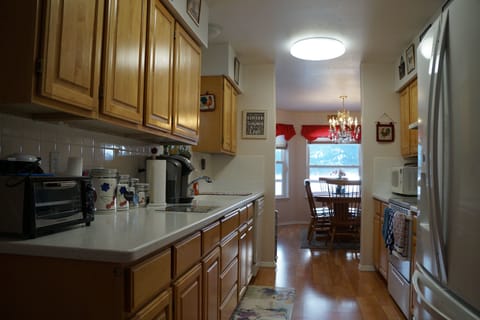 Looking through the kitchen to the lake.
