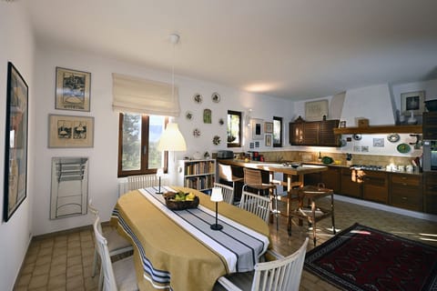 View of the dining area and open-concept kitchen