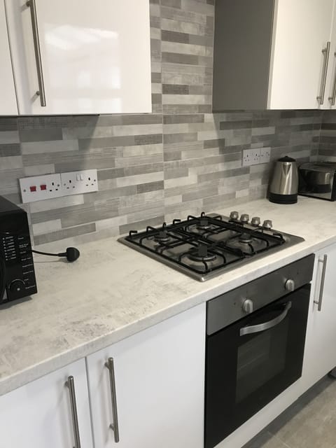 Fully equipped kitchen. There is also a freezer and washin machine