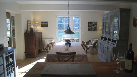 kitchen with doors onto the terrace