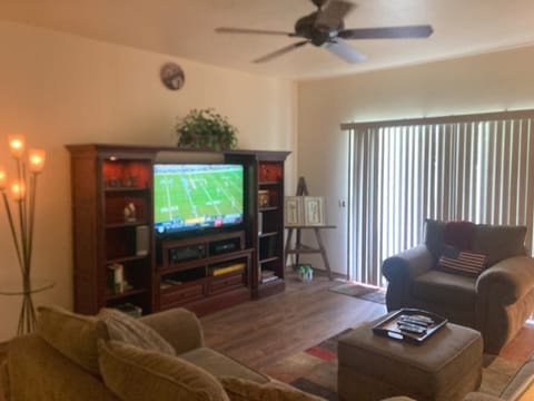 Large comfy couches with stereo and 55"HDTV