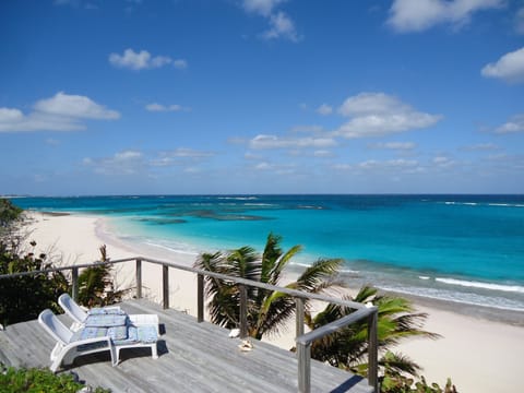 On the beach, sun loungers, beach towels