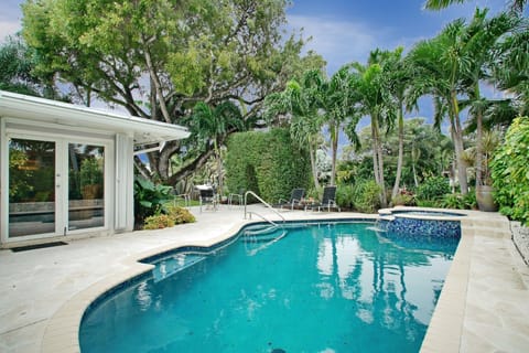 heated pool in tropical paradise