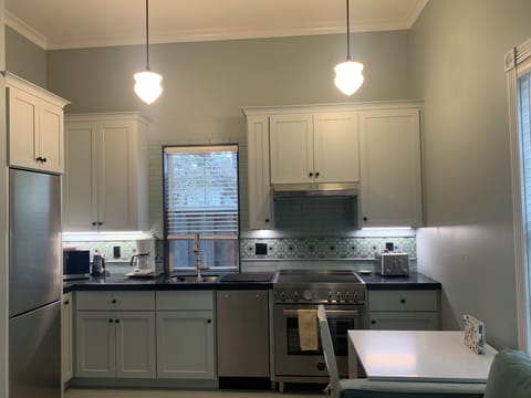 Newly remodeled kitchen with Bertazzoni stainless steel appliances