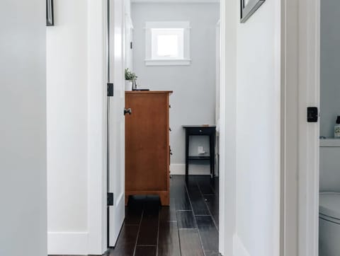 Looking into cottage bedroom