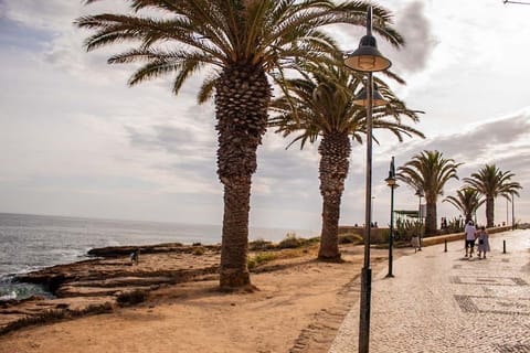 Beach nearby, sun loungers