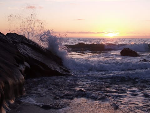 Middle beach wave crash